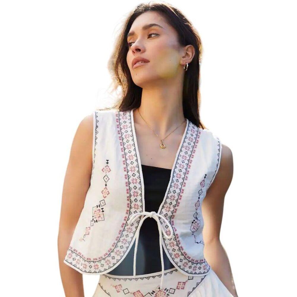 Threadbare Womens/Ladies Geometric Pattern Vest / Cream